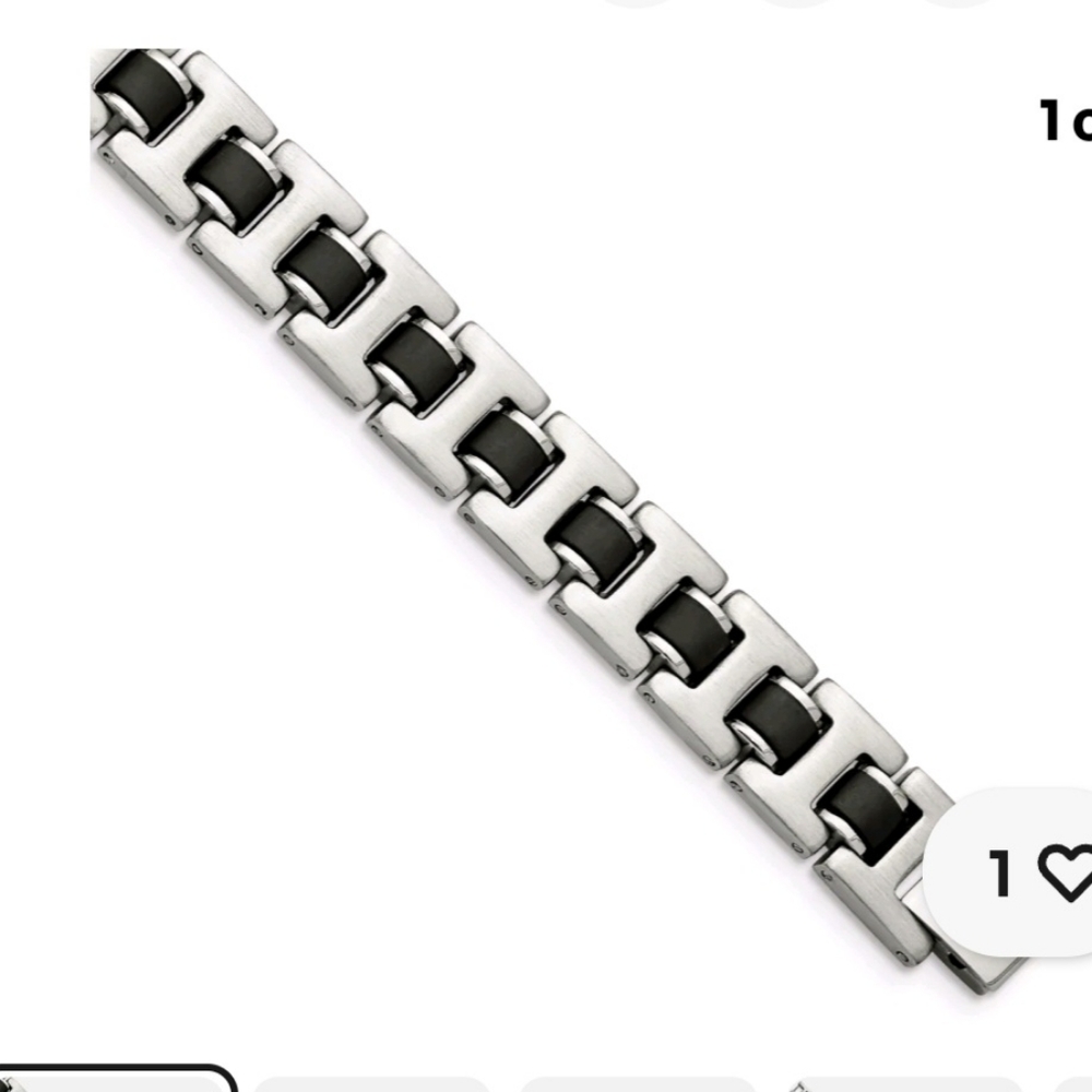 Stylish Silver and Black Bracelet for men. Stainless steel with black metal .